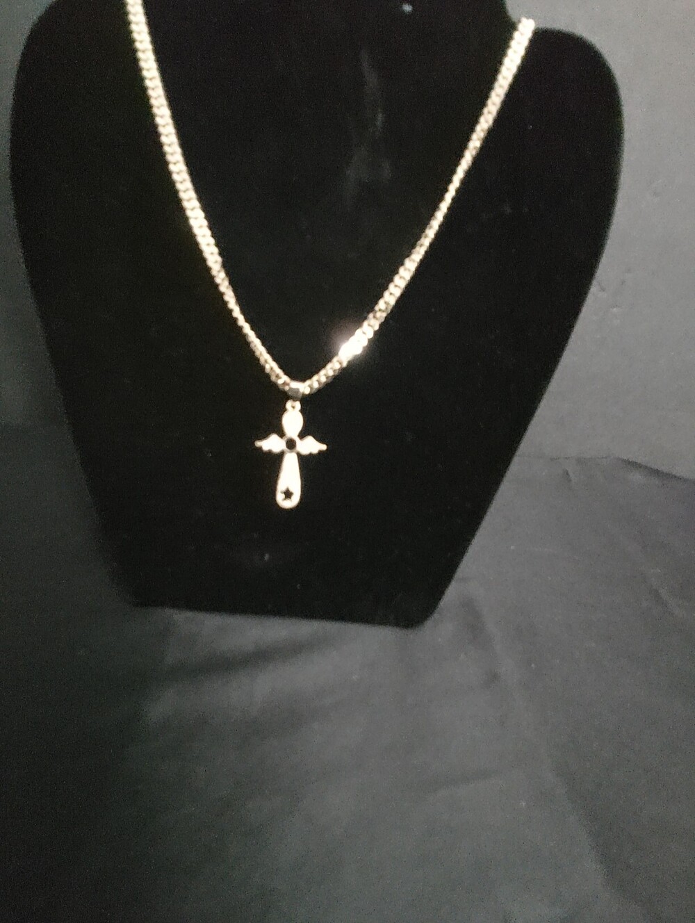 18" Gold Filled Angel Cross Pendant Necklace